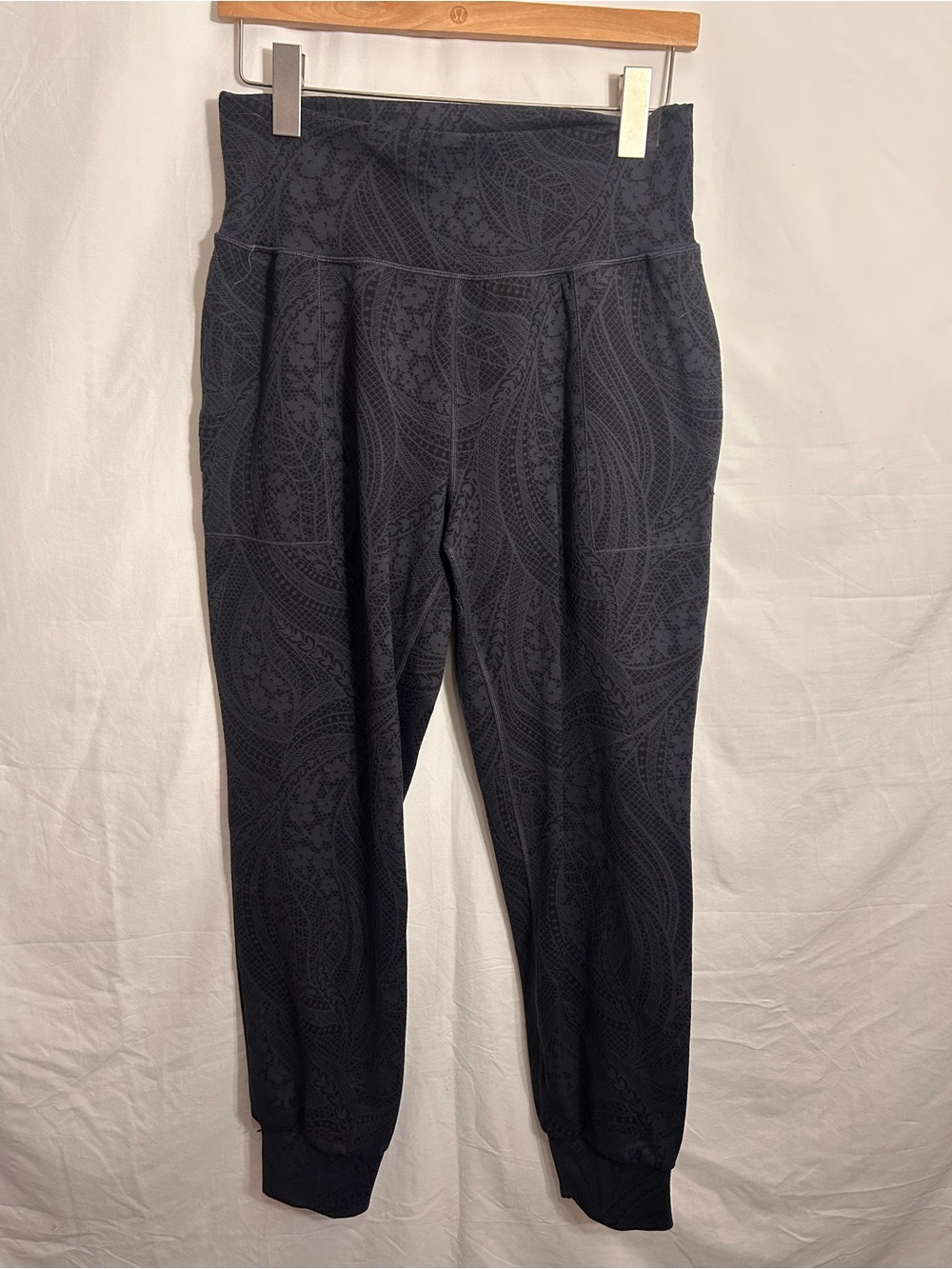 Athleta Black Paisley High-Rise Joggers